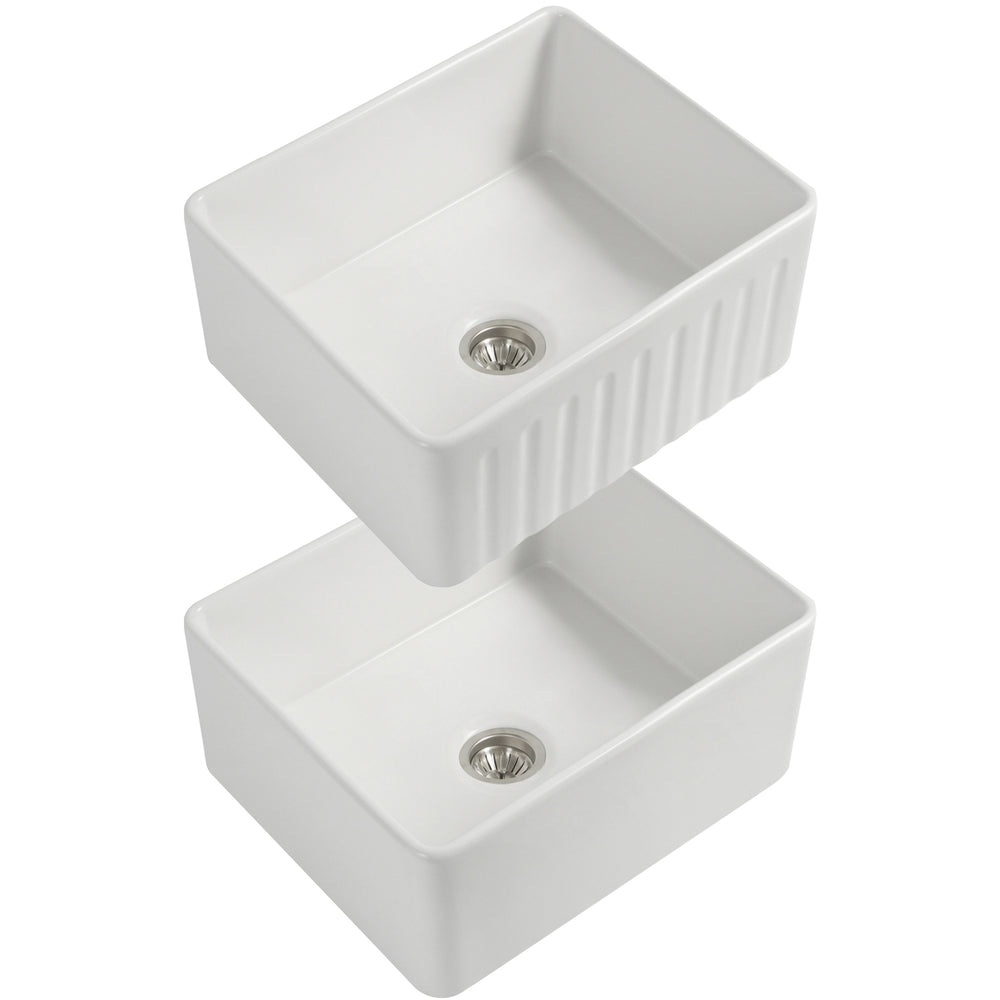 SEIMA CLEO 610 SINGLE BOWL APRON FRONT KITCHEN AND LAUNDRY SINK GLOSS WHITE 610MM