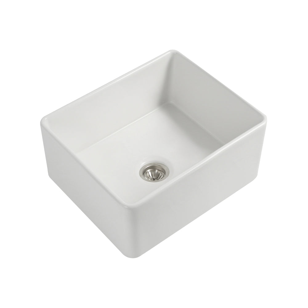 SEIMA CLEO 610 SINGLE BOWL APRON FRONT KITCHEN AND LAUNDRY SINK GLOSS WHITE 610MM