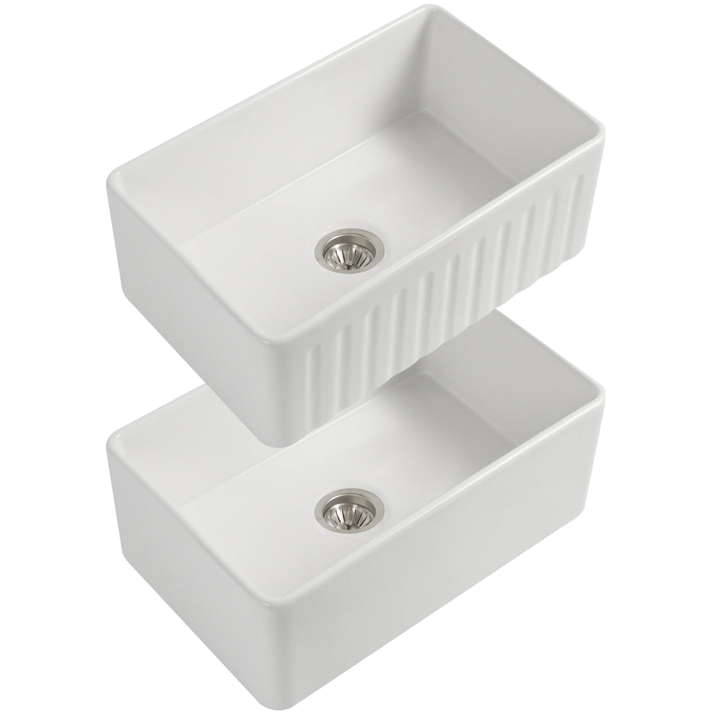 SEIMA CLEO 760 SINGLE BOWL APRON FRONT KITCHEN AND LAUNDRY SINK GLOSS WHITE 760MM