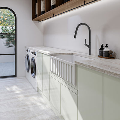 SEIMA CLEO 760 SINGLE BOWL APRON FRONT KITCHEN AND LAUNDRY SINK GLOSS WHITE 760MM