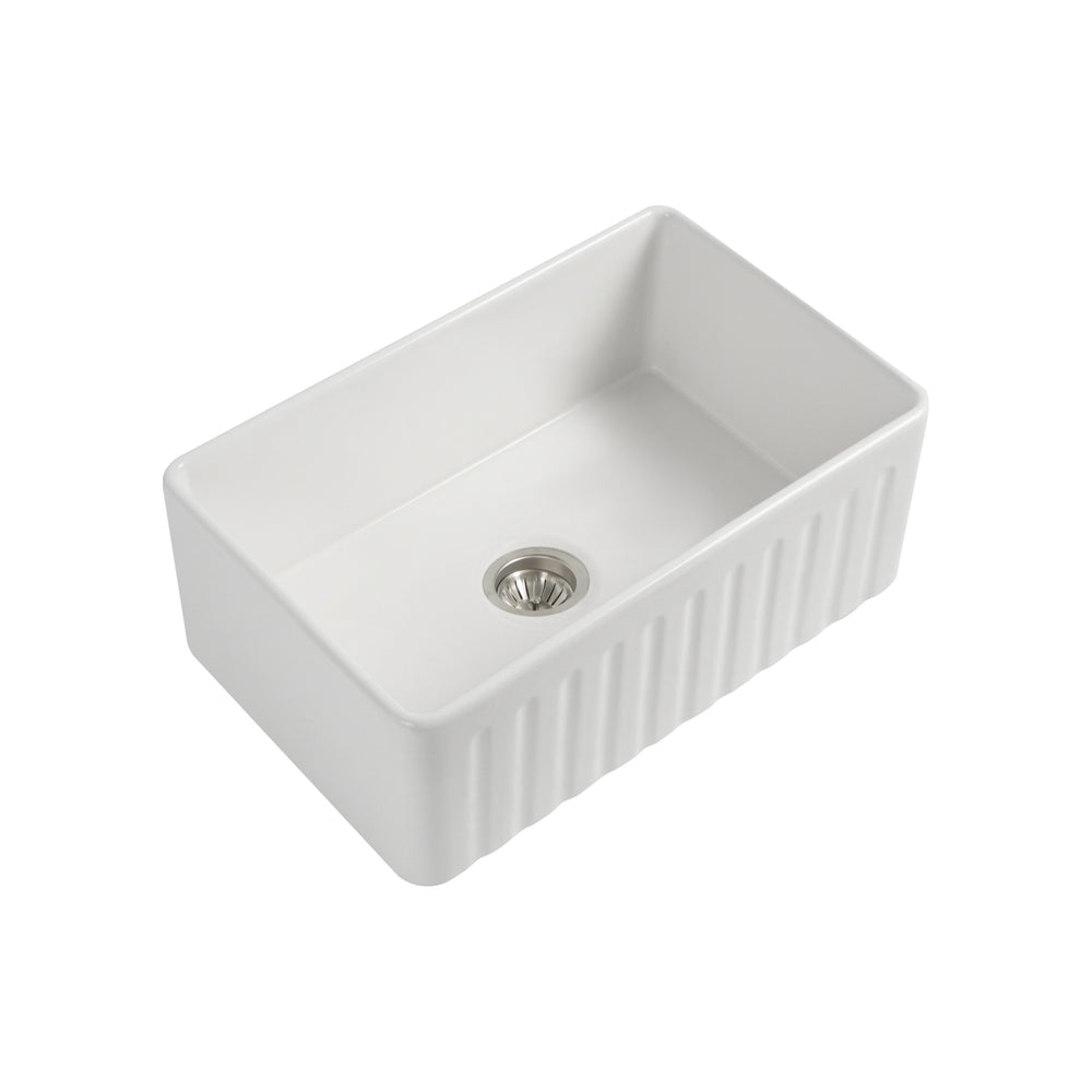 SEIMA CLEO 760 SINGLE BOWL APRON FRONT KITCHEN AND LAUNDRY SINK GLOSS WHITE 760MM