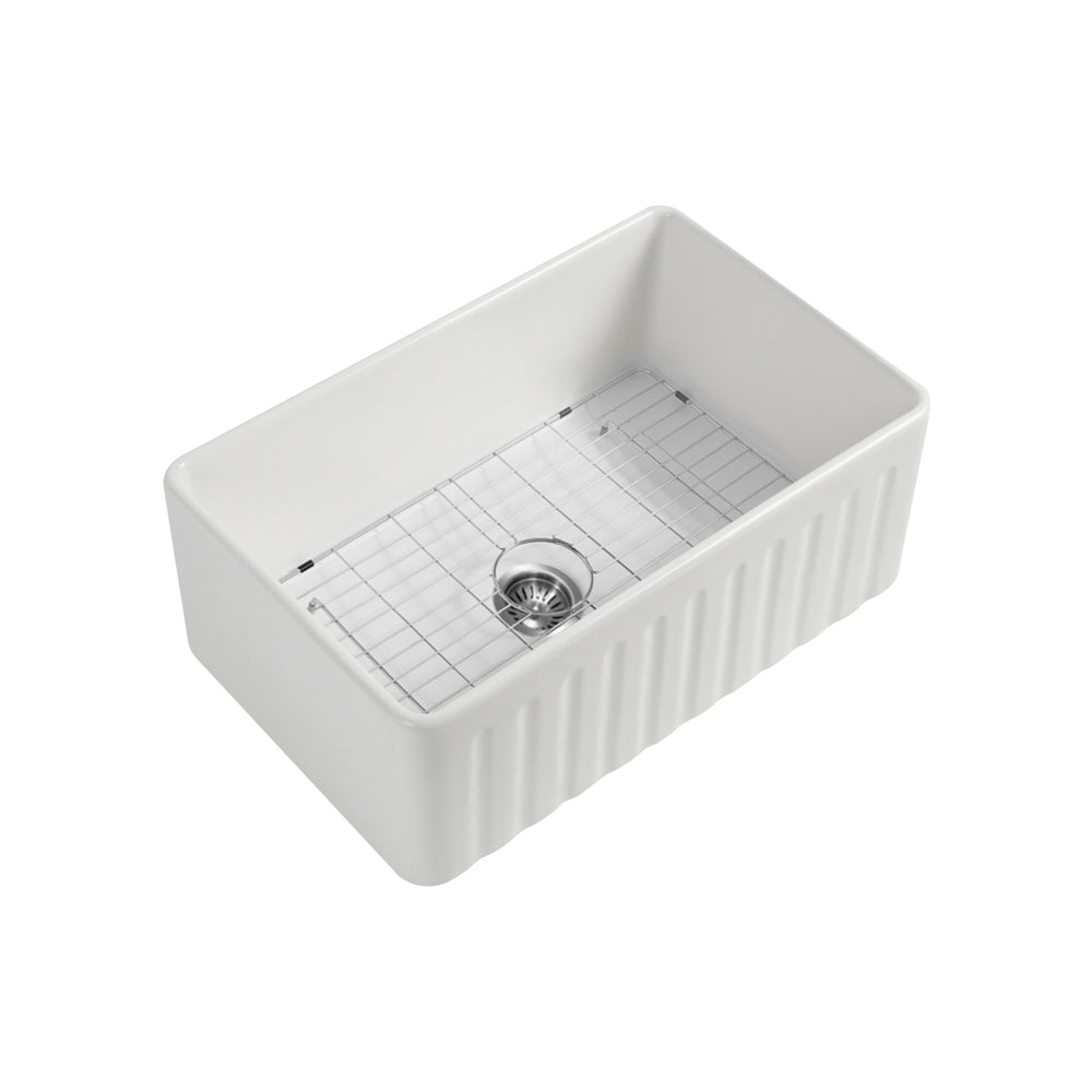 SEIMA CLEO 760 SINGLE BOWL APRON FRONT KITCHEN AND LAUNDRY SINK GLOSS WHITE 760MM