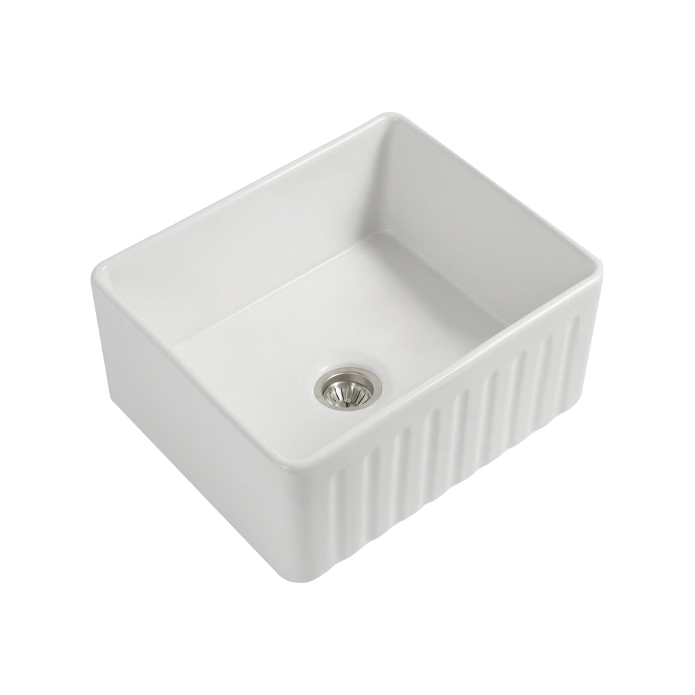 SEIMA CLEO 610 SINGLE BOWL APRON FRONT KITCHEN AND LAUNDRY SINK SILK MATTE WHITE 610MM