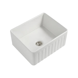 SEIMA CLEO 610 SINGLE BOWL APRON FRONT KITCHEN AND LAUNDRY SINK SILK MATTE WHITE 610MM