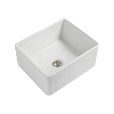 SEIMA CLEO 610 SINGLE BOWL APRON FRONT KITCHEN AND LAUNDRY SINK SILK MATTE WHITE 610MM