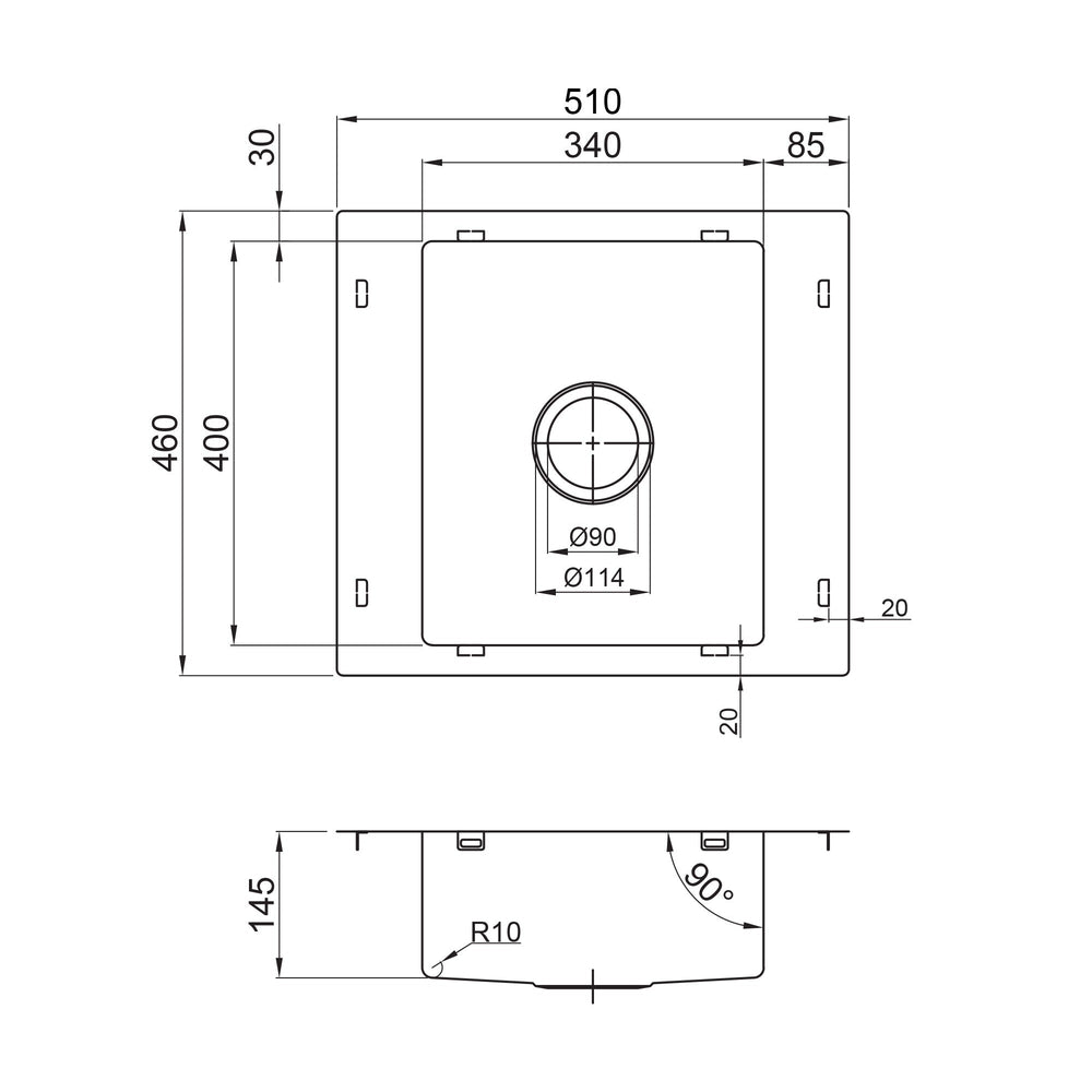 SEIMA KUBIC 510 CARE SINGLE BOWL KITCHEN SINK STAINLESS STEEL 510MM