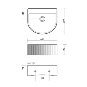 SEIMA CLEO 402 WALL HUNG BASIN GLOSS WHITE 400MM