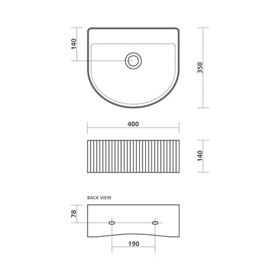 SEIMA CLEO 402 WALL HUNG BASIN SILK MATTE WHITE 400MM