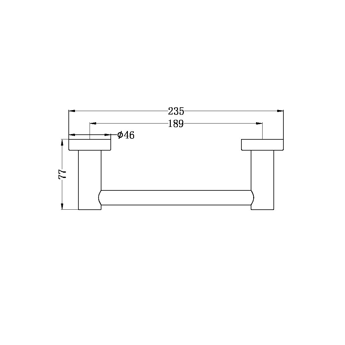 NERO MECCA NON-HEATED HAND TOWEL RAIL 230MM MATTE WHITE