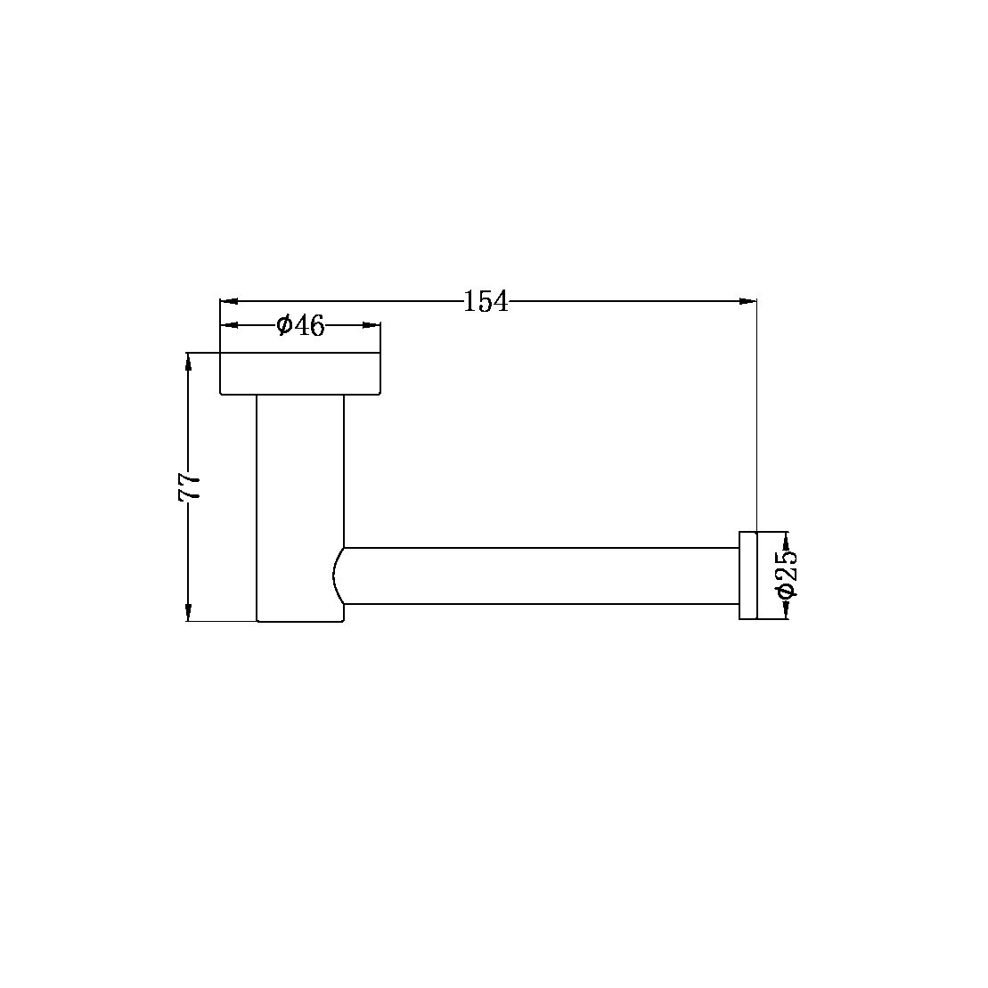 NERO MECCA TOILET ROLL HOLDER 150MM BRUSHED NICKEL