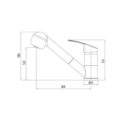 OLIVERI LONDON LEAD FREE PULL OUT SPRAY KITCHEN MIXER 180MM CHROME