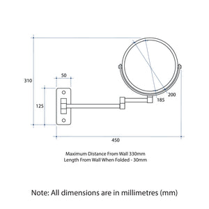 THERMOGROUP ABLAZE ROUND 1&5X MAGNIFICATION MIRROR BRUSHED BRASS 185MM