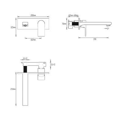 GARETH ASHTON PARK AVENUE WALL BASIN / BATH MIXER SET CHROME