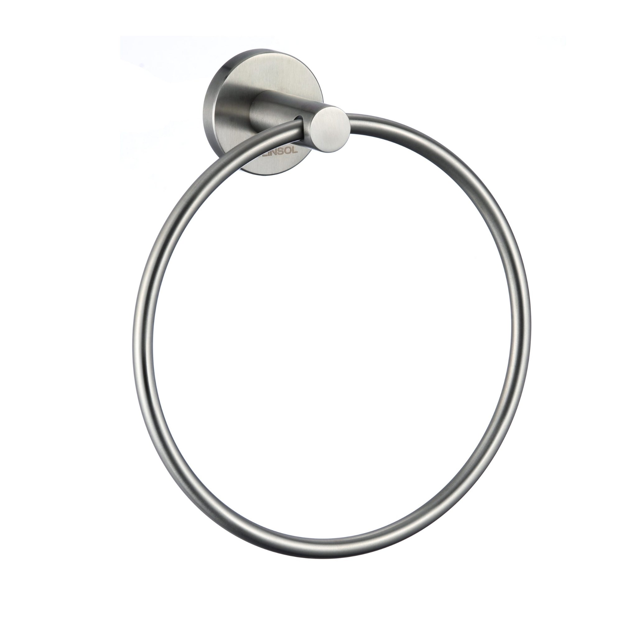 LINSOL LUX S2 LEAD FREE HAND TOWEL RING BRUSHED NICKEL