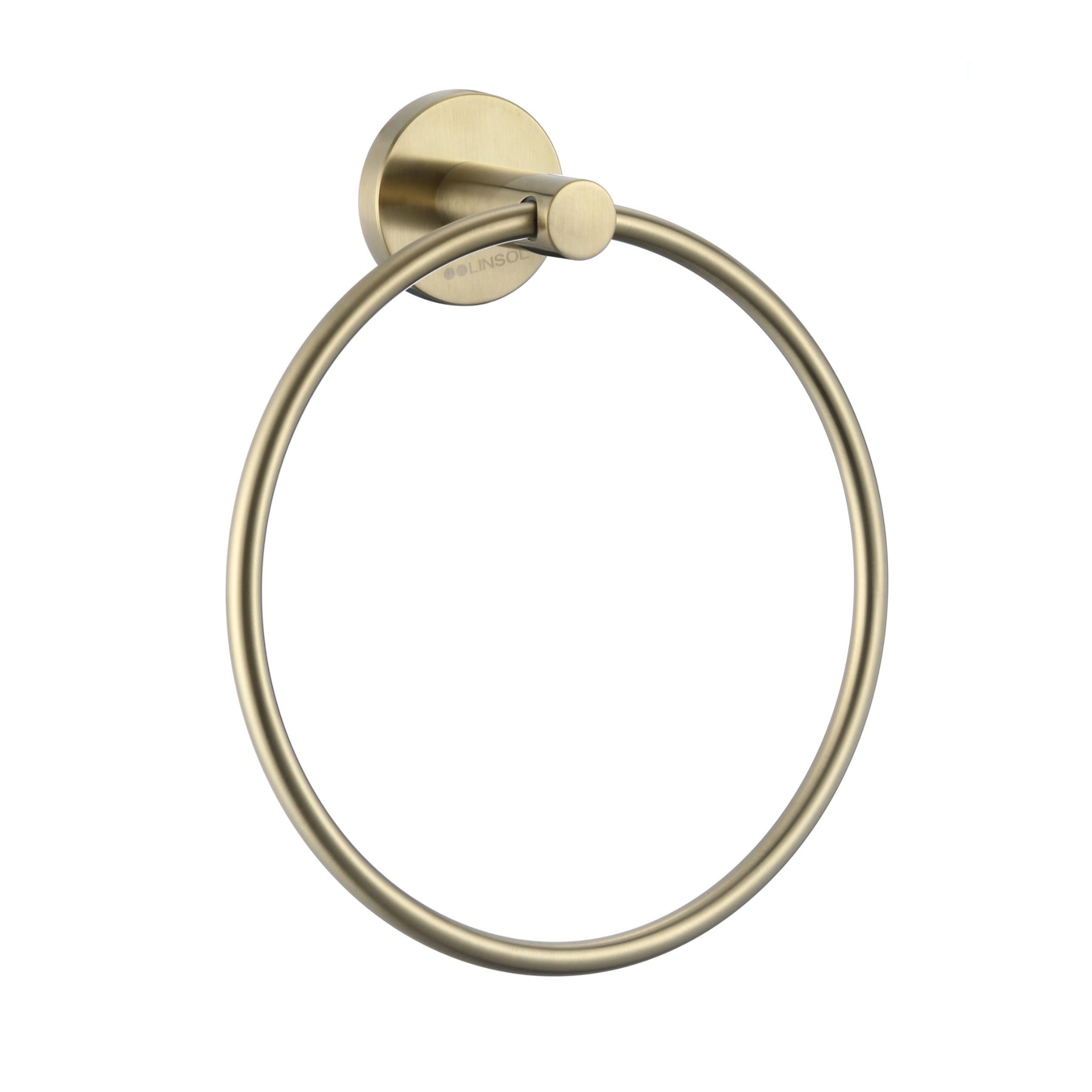 LINSOL LUX S2 LEAD FREE HAND TOWEL RING BRUSHED BRASS