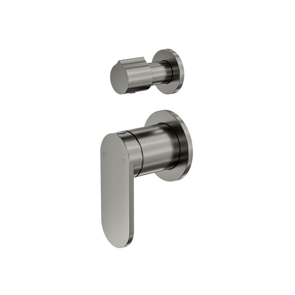 LINSOL CAPO 2-PLATE WALL MIXER WITH DIVERTER GUN METAL