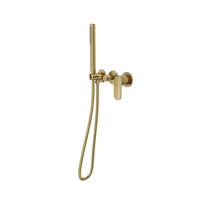 LINSOL CAPO 3-PLATE WALL MIXER WITH HAND SHOWER BRUSHED BRASS