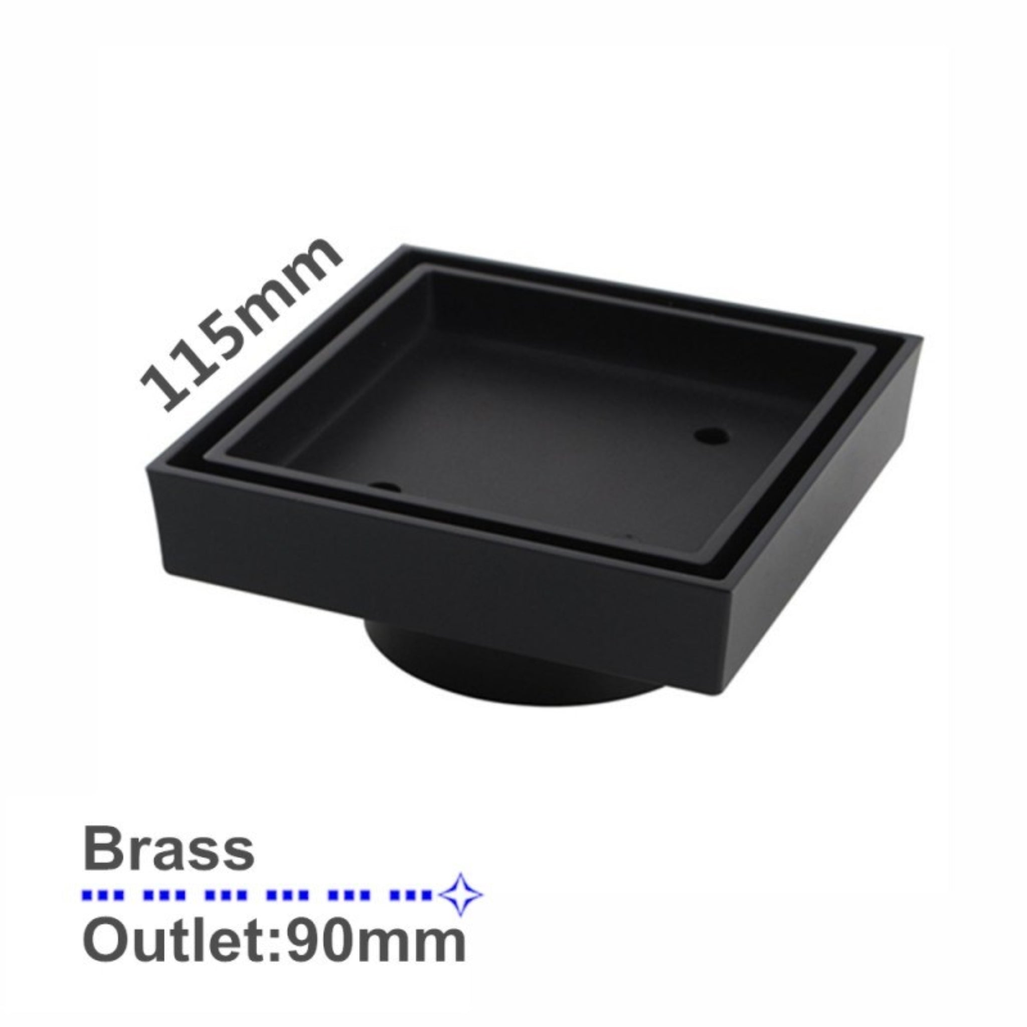AQUAPERLA TILE INSERT SHOWER GRATE DRAIN BLACK 115MM