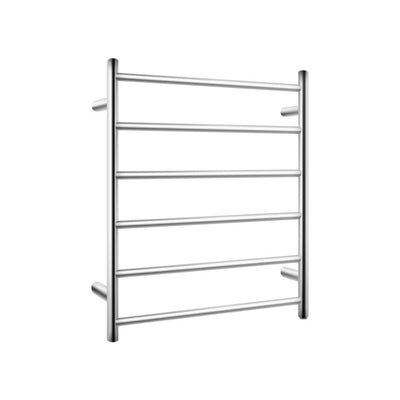 AQUAPERLA 6-BAR ROUND LADDER HEATED TOWEL RAIL 620MM CHROME