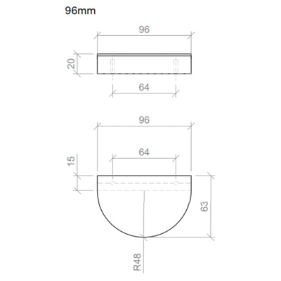 TIMBERLINE CRESCENT HANDLE 96MM BRUSHED GOLD