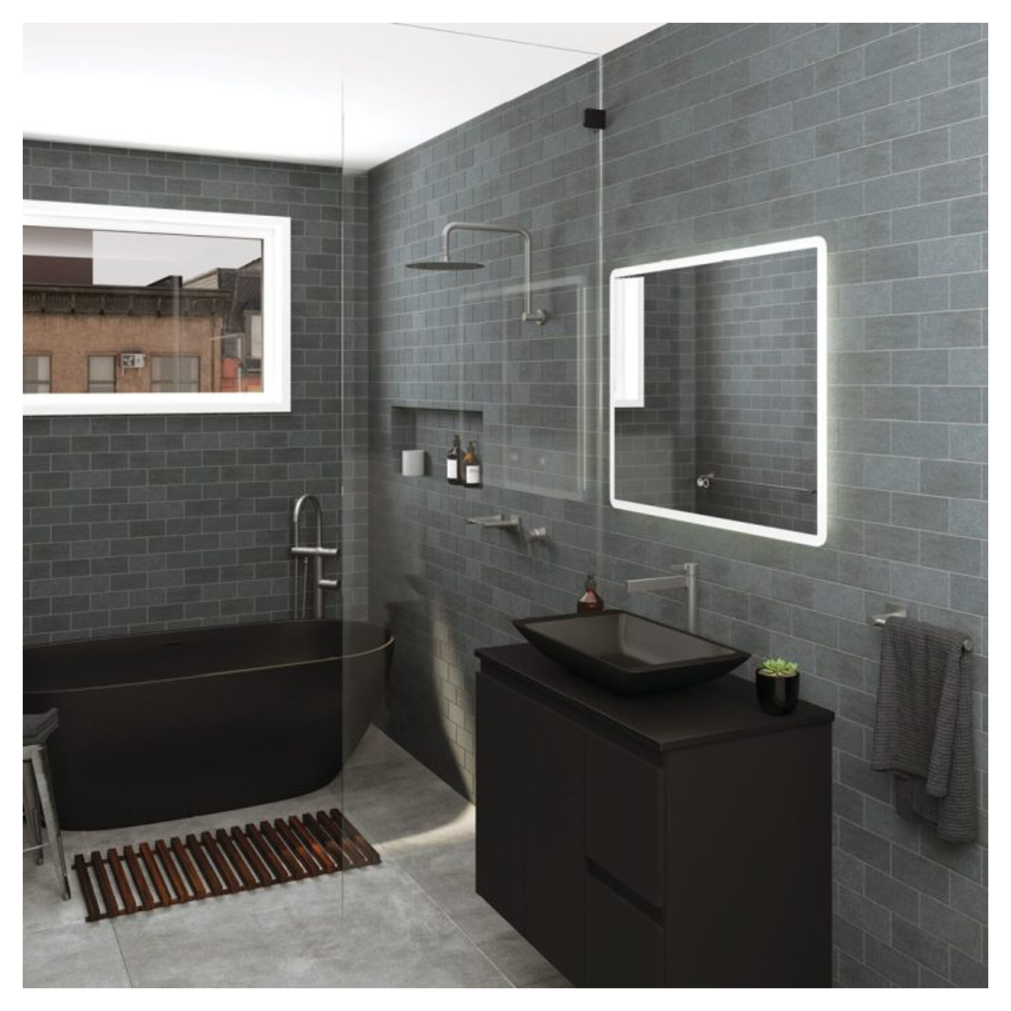 FIENZA ROUND FIXED GOOSENECK SHOWER ARM 322MM GUN METAL
