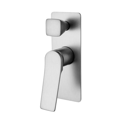 NORICO RUSHY WALL MIXER WITH DIVERTER 205MM BRUSHED NICKEL