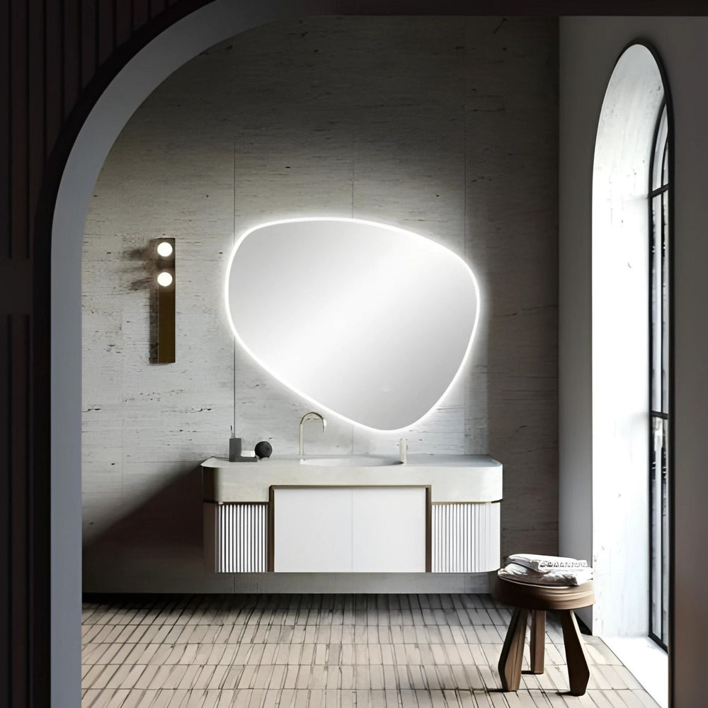 AQUAPERLA OVAL ACRYLIC LED MIRROR 3 COLOUR LIGHTS CHROME 800X675MM