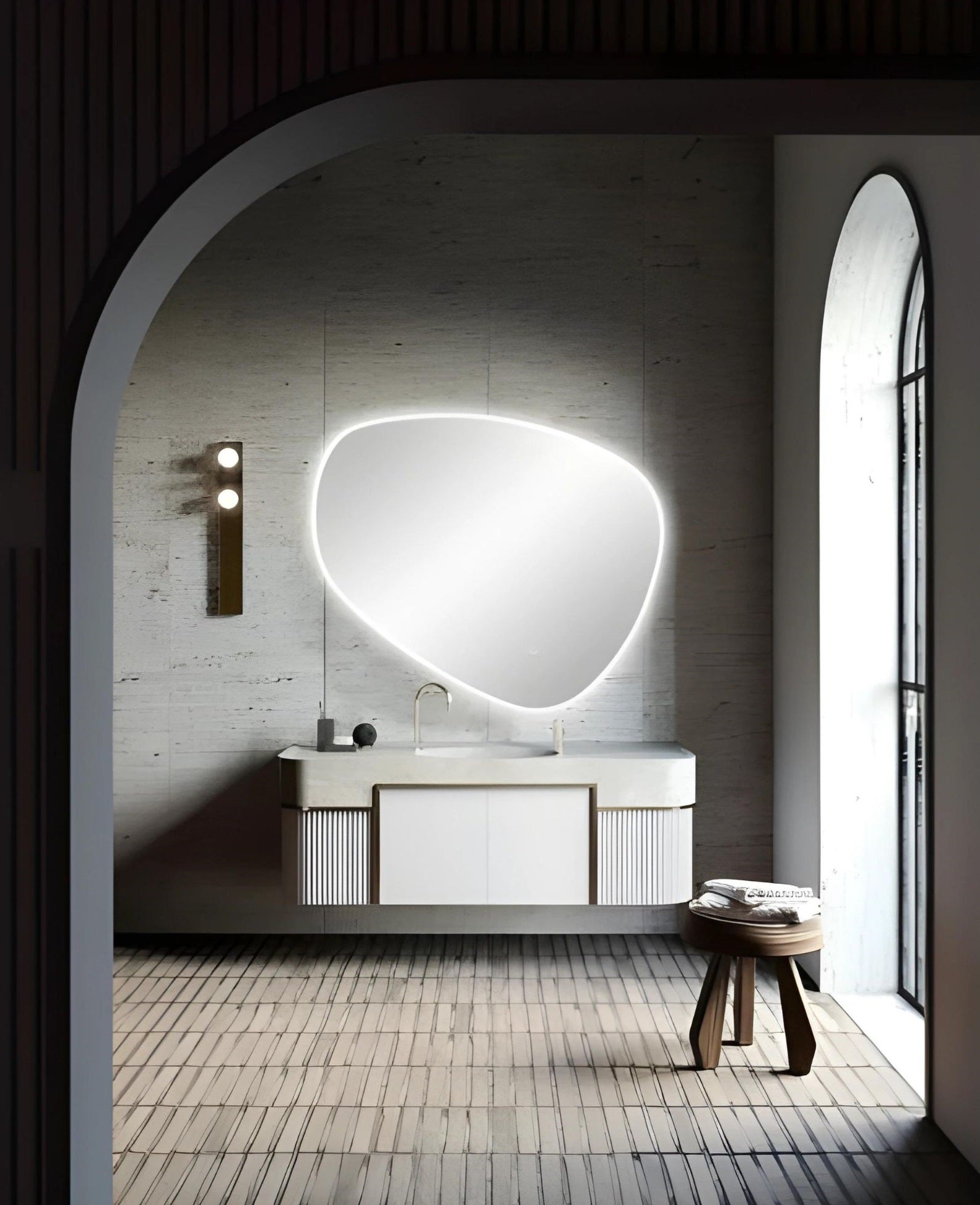 AQUAPERLA OVAL ACRYLIC LED MIRROR 3 COLOUR LIGHTS CHROME 800X675MM