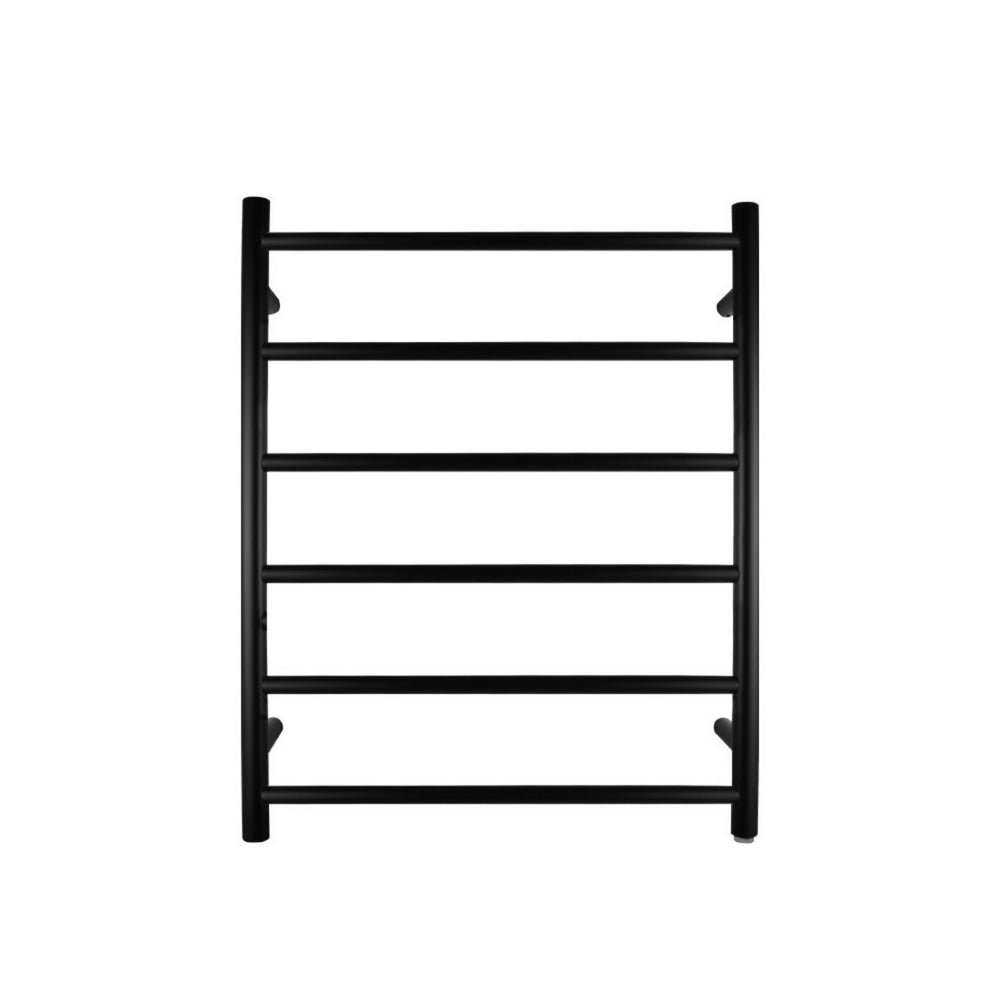 AQUAPERLA  6-BAR ROUND LADDER HEATED TOWEL RAIL 620MM BLACK
