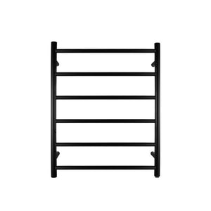 AQUAPERLA  6-BAR ROUND LADDER HEATED TOWEL RAIL 620MM BLACK