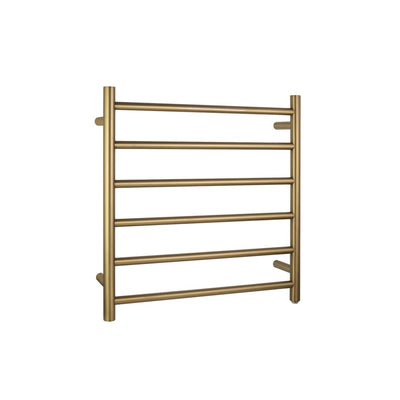 AQUAPERLA 6-BAR ROUND LADDER HEATED TOWEL RAIL 620MM BRUSHED BRASS