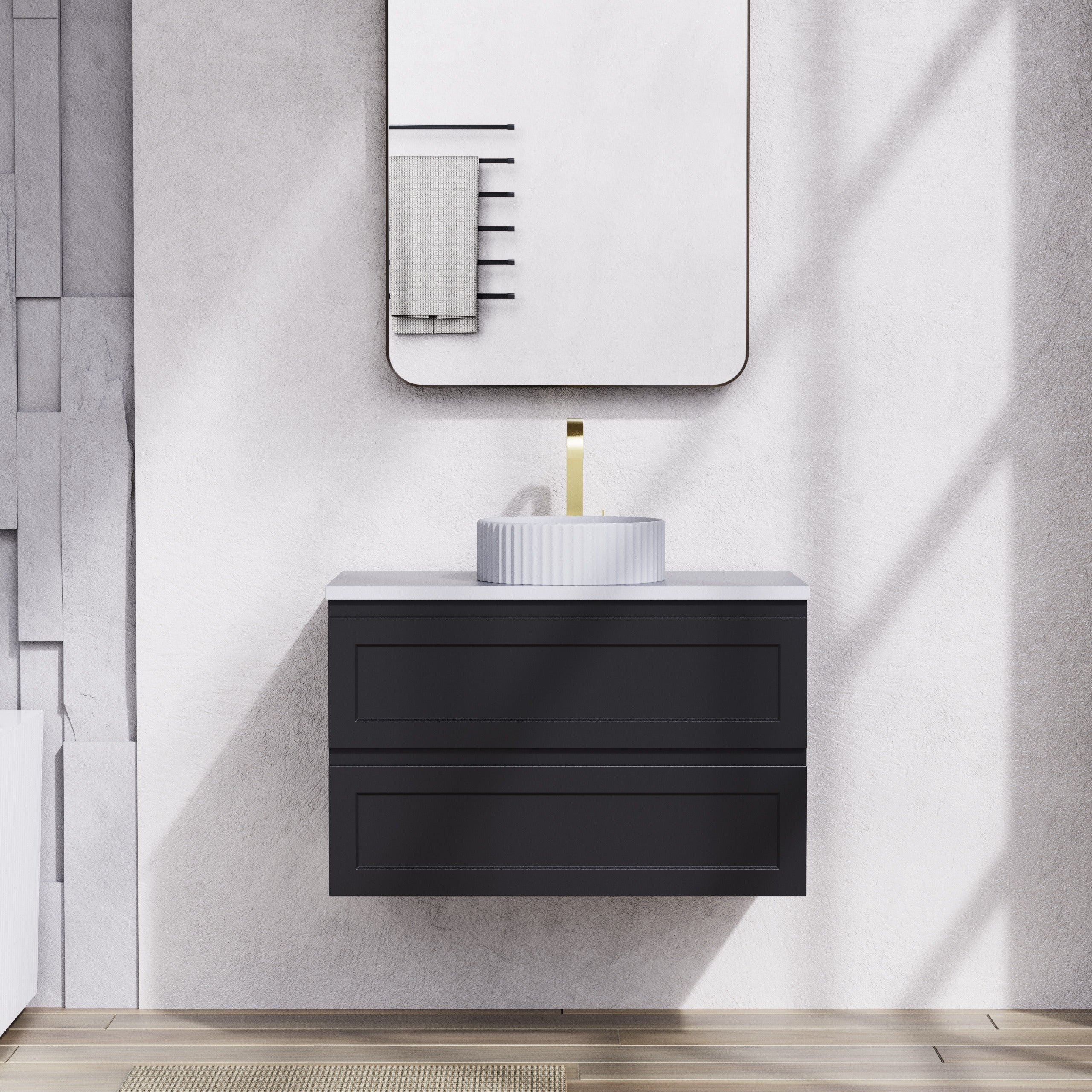 CETO FREMANTLE MATTE BLACK 900MM SINGLE BOWL WALL HUNG VANITY