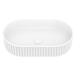 FIENZA MINKA PILL SOLID SURFACE ABOVE COUNTER BASIN MATTE WHITE 550MM