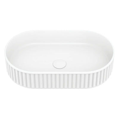 FIENZA MINKA PILL SOLID SURFACE ABOVE COUNTER BASIN MATTE WHITE 550MM