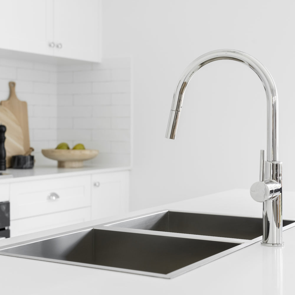 LINSOL HALO PULL OUT SINK MIXER 426MM CHROME