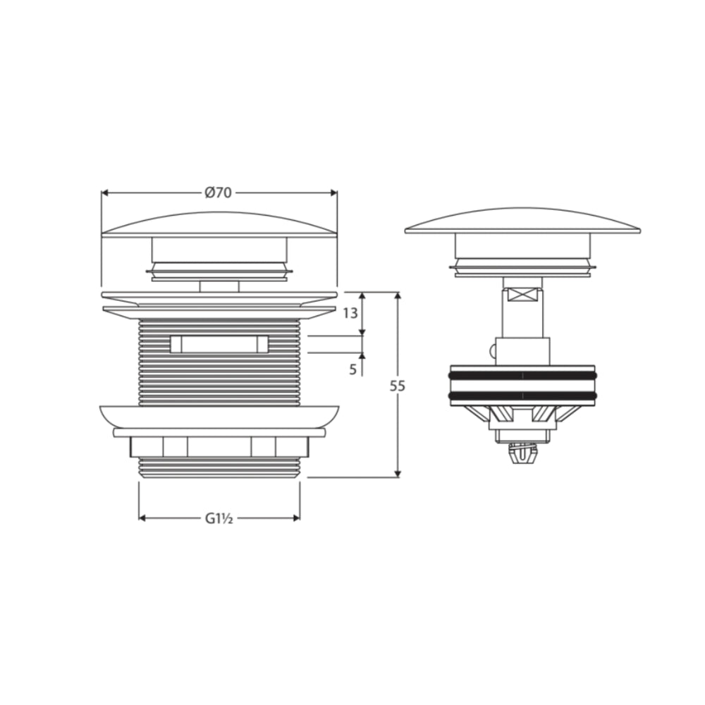 FIENZA UNIVERSAL PULL-OUT/POP-UP OVERFLOW BATHTUB WASTE 40MM GLOSS WHITE