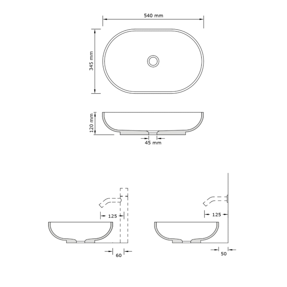 CONCRETE STUDIO KAARLA OVAL ABOVE COUNTER BASIN AQUA 540MM