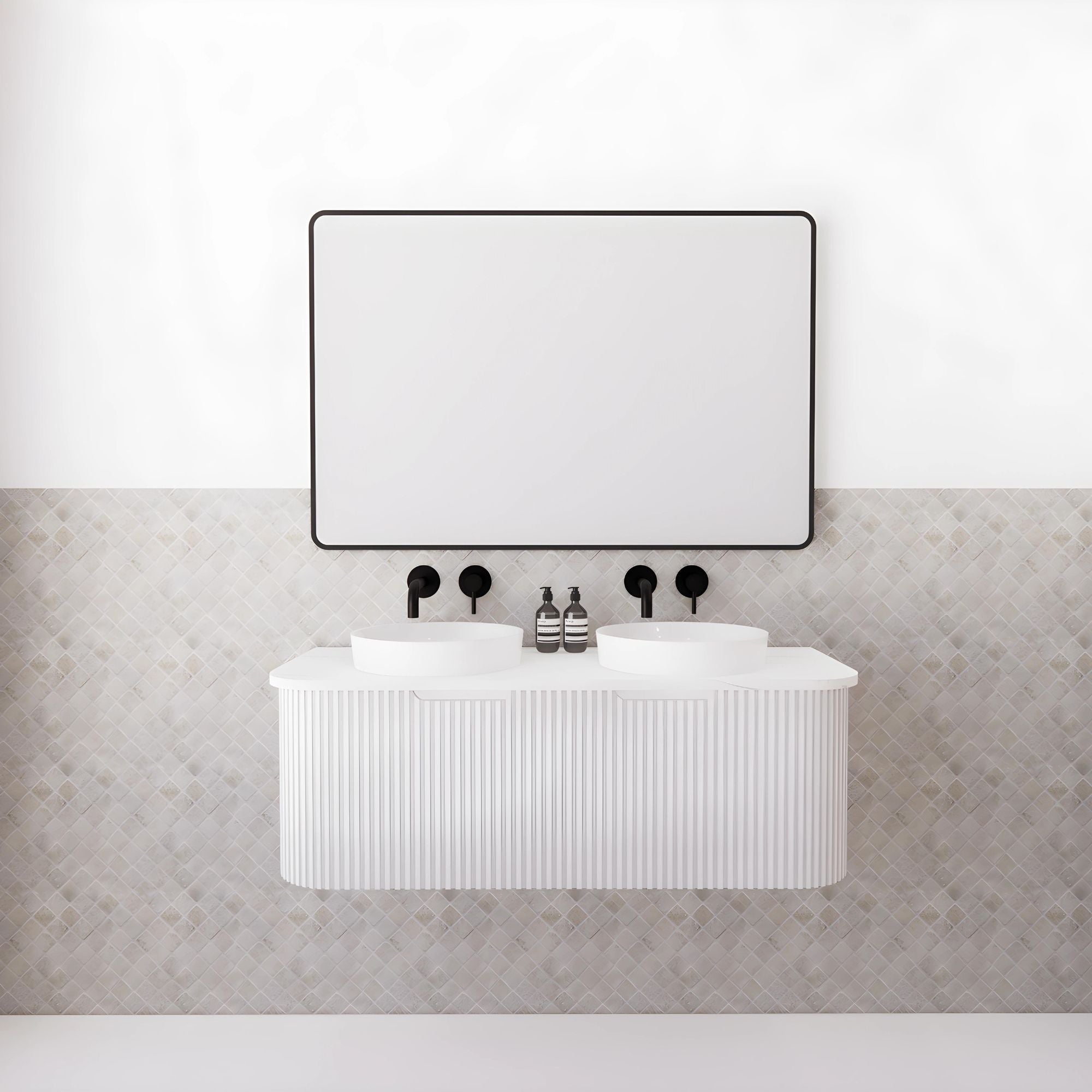 RIVA BERGEN MATTE WHITE 1200MM DOUBLE BOWL WALL HUNG VANITY