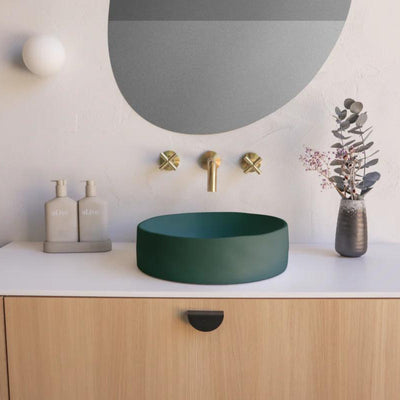 NOOD CO CONSCIOUS RANGE SLIP ABOVE COUNTER / WALL HUNG BASIN TEAL 380MM