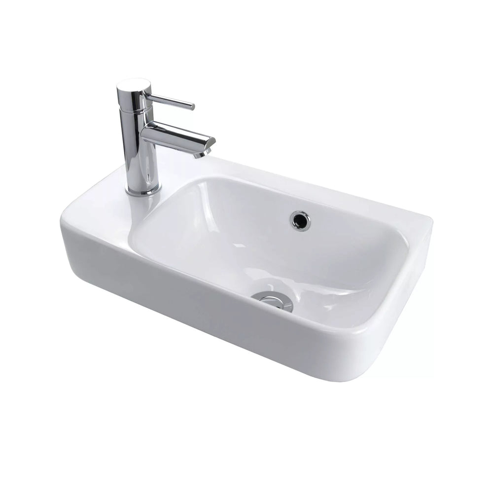 SEIMA LIMNI 260 WALL HUNG BASIN WITH OVERFLOW GLOSS WHITE 450MM