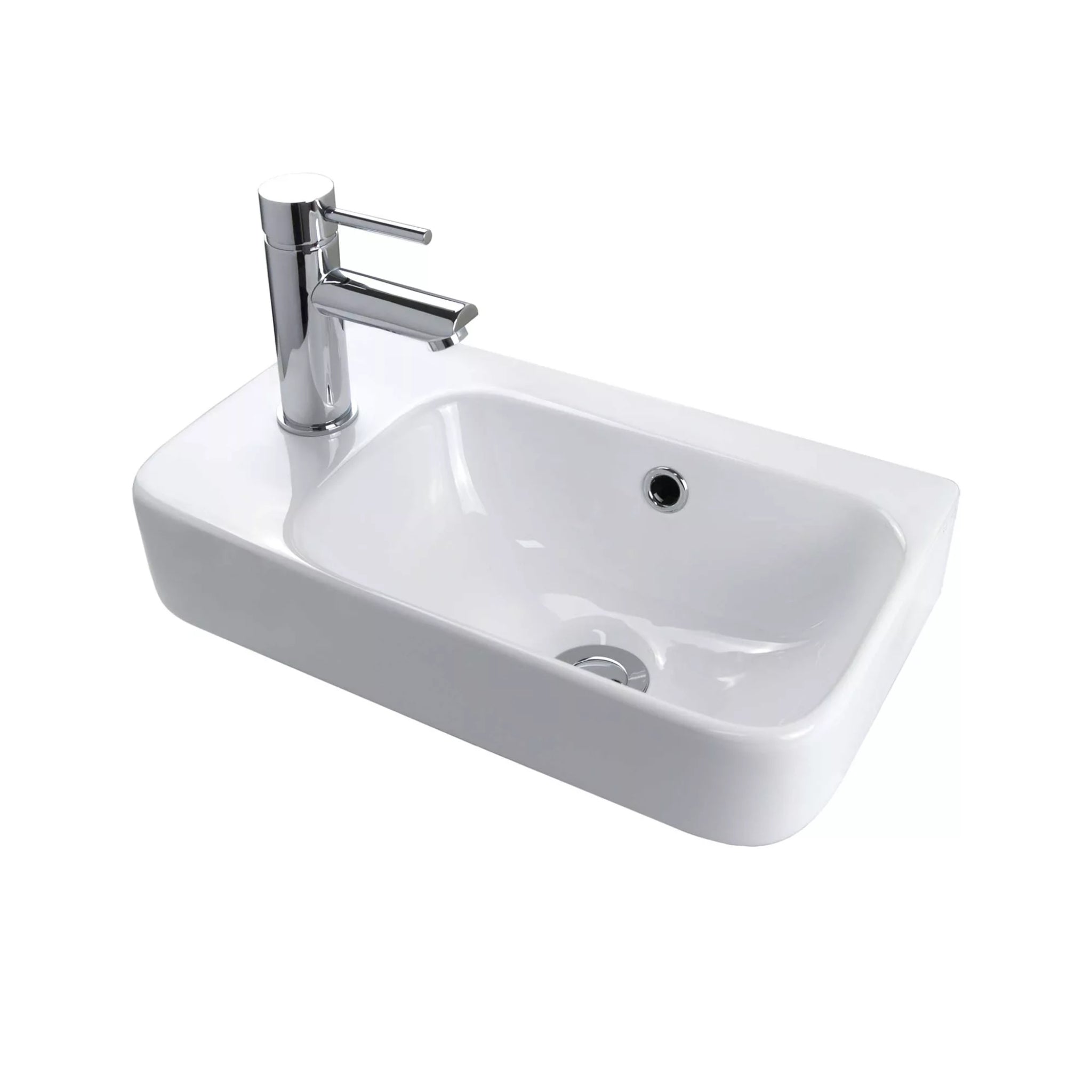 SEIMA LIMNI 260 WALL HUNG BASIN WITH OVERFLOW GLOSS WHITE 450MM