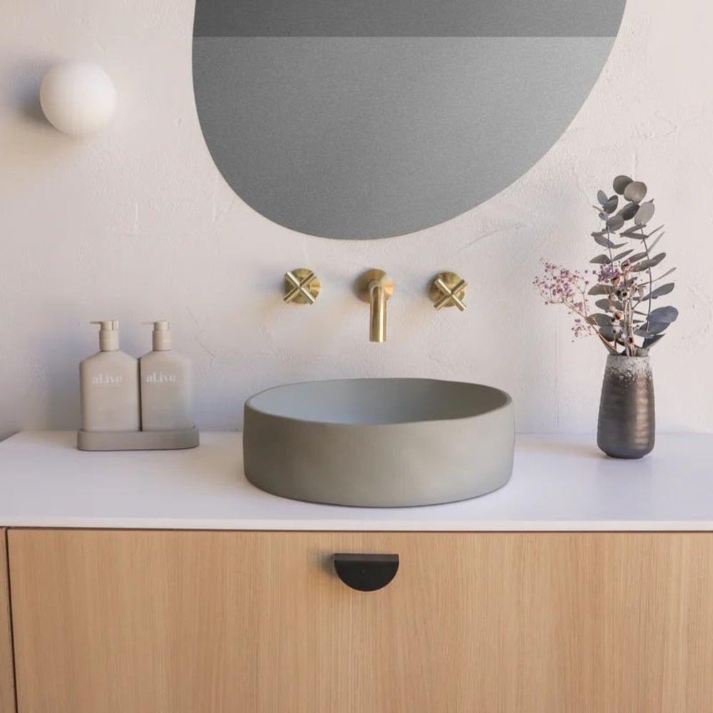 NOOD CO CONSCIOUS RANGE SLIP ABOVE COUNTER / WALL HUNG BASIN SKY GREY 380MM