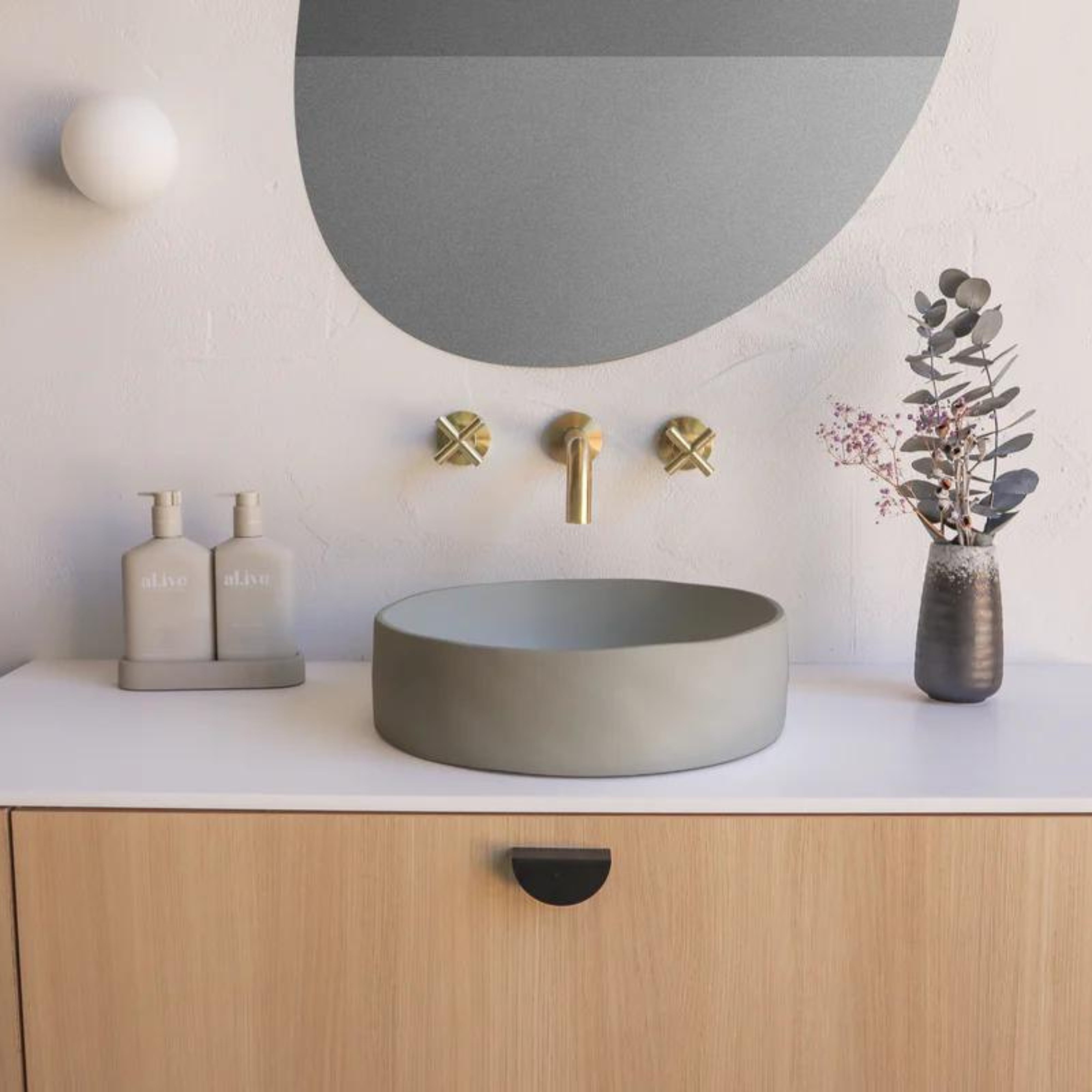 NOOD CO CONSCIOUS RANGE SLIP ABOVE COUNTER / WALL HUNG BASIN SKY GREY 380MM