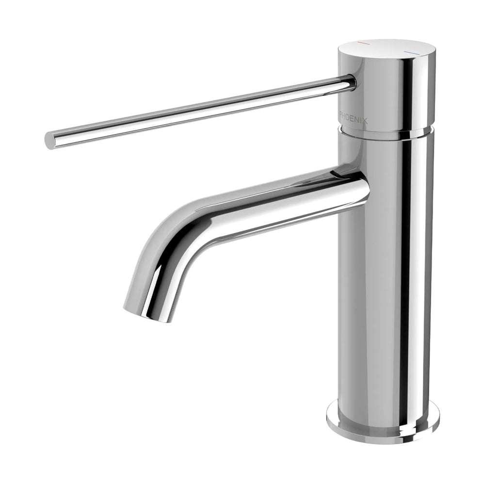 PHOENIX VIVID SLIMLINE LEAD FREE BASIN MIXER CURVED OUTLET WITH EXTENDED LEVER 165MM CHROME