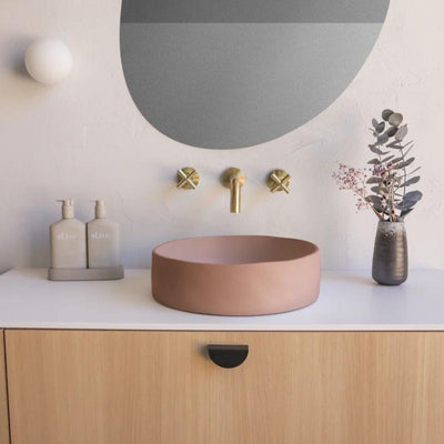 NOOD CO CONSCIOUS RANGE SLIP ABOVE COUNTER / WALL HUNG BASIN BLUSH PINK 380MM