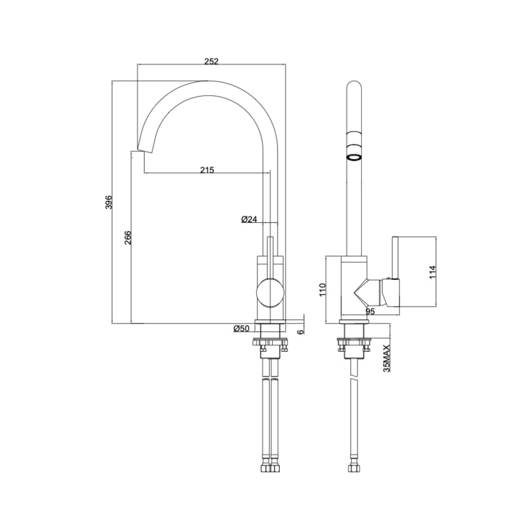 LINSOL LOUIS S2 LEAD FREE SINK MIXER ECO 396MM BRUSHED BRASS