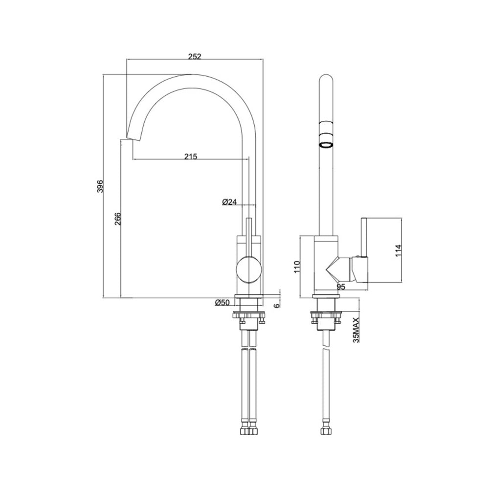 LINSOL LOUIS S2 SINK MIXER ECO 396MM GUN METAL