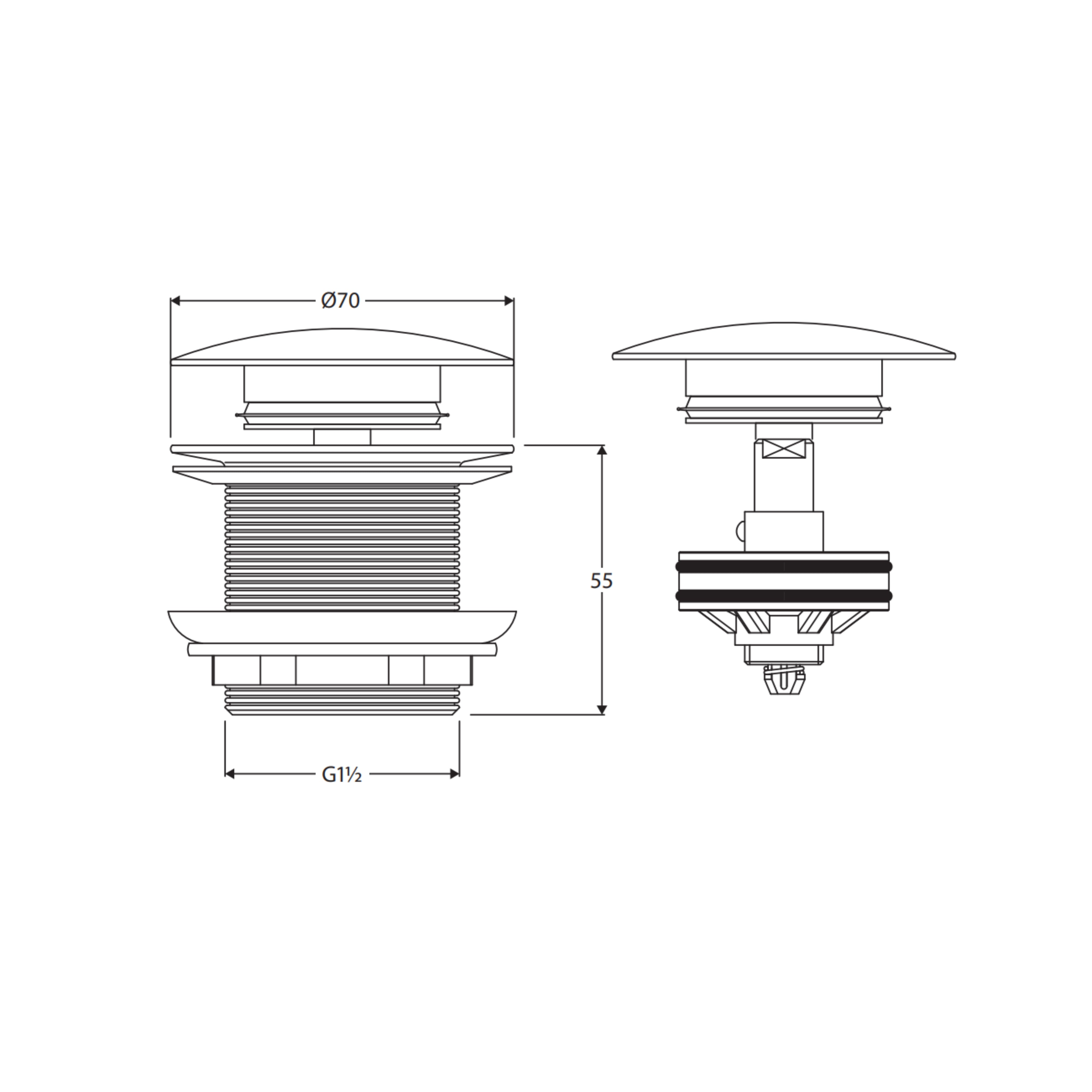 FIENZA UNIVERSAL PULL-OUT/POP-UP NON-OVERFLOW BATHTUB WASTE 40MM URBAN BRASS