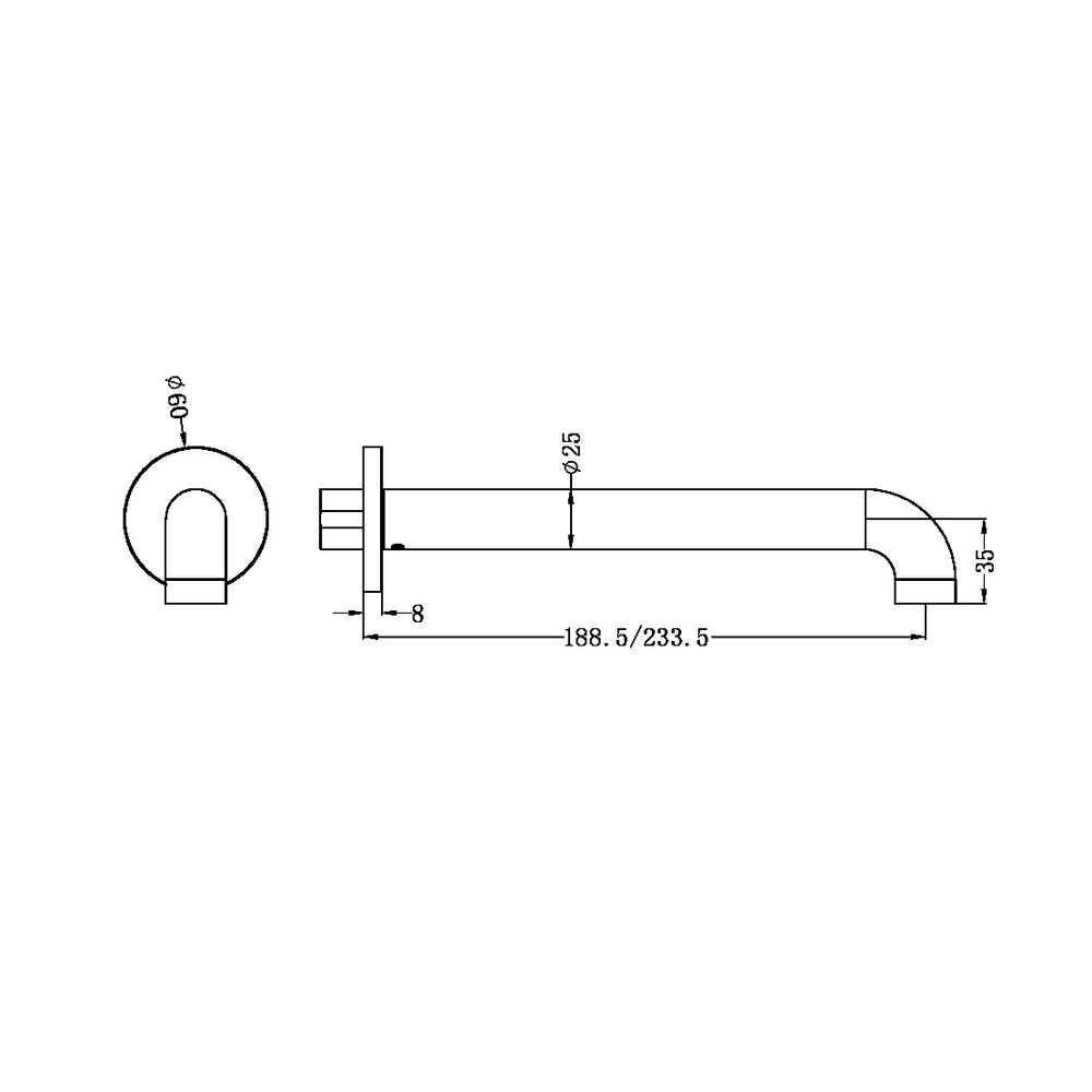 NERO ZEN ROUND BASIN/BATH SPOUT ONLY 185/230MM GRAPHITE