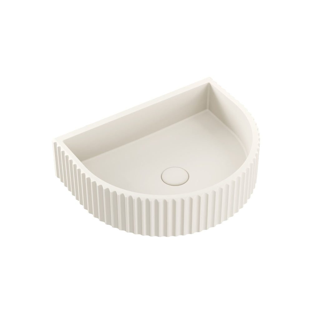 FIENZA VALENTINA FLUTED CONCRETE WALL HUNG BASIN WARM WHITE 465MM